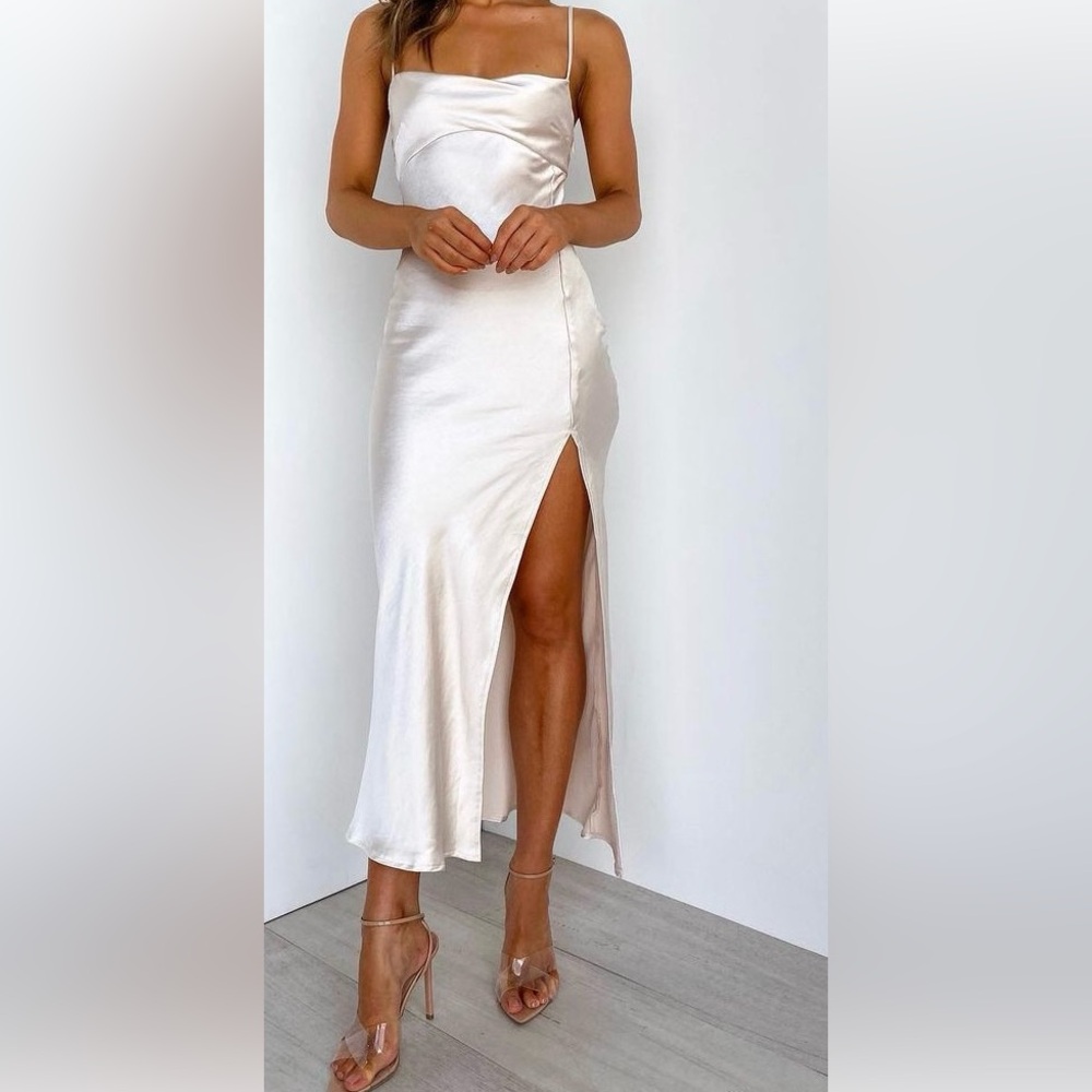 NEW Champagne satin dress.